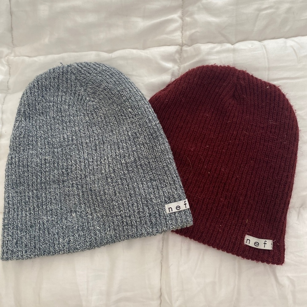 Maroon & Heather Grey Neff Beanies